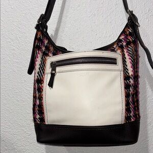 Coach Multicolor Plaid and Cream Shoulder Bag